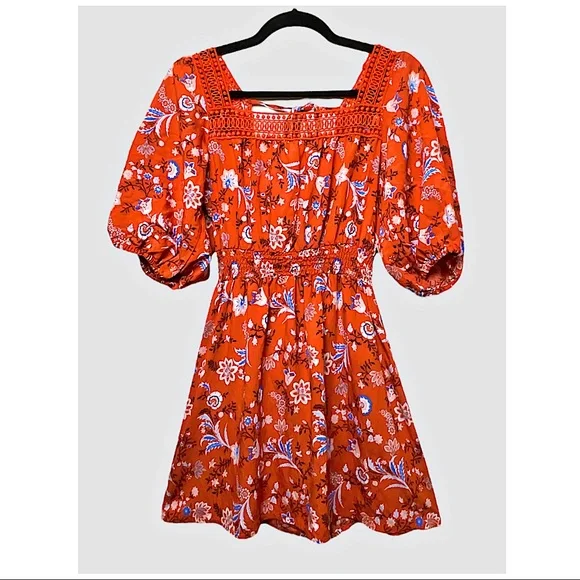 FOREVER 21 | FLORAL BOHO RETRO CROCHET DETAIL MINI DRESS